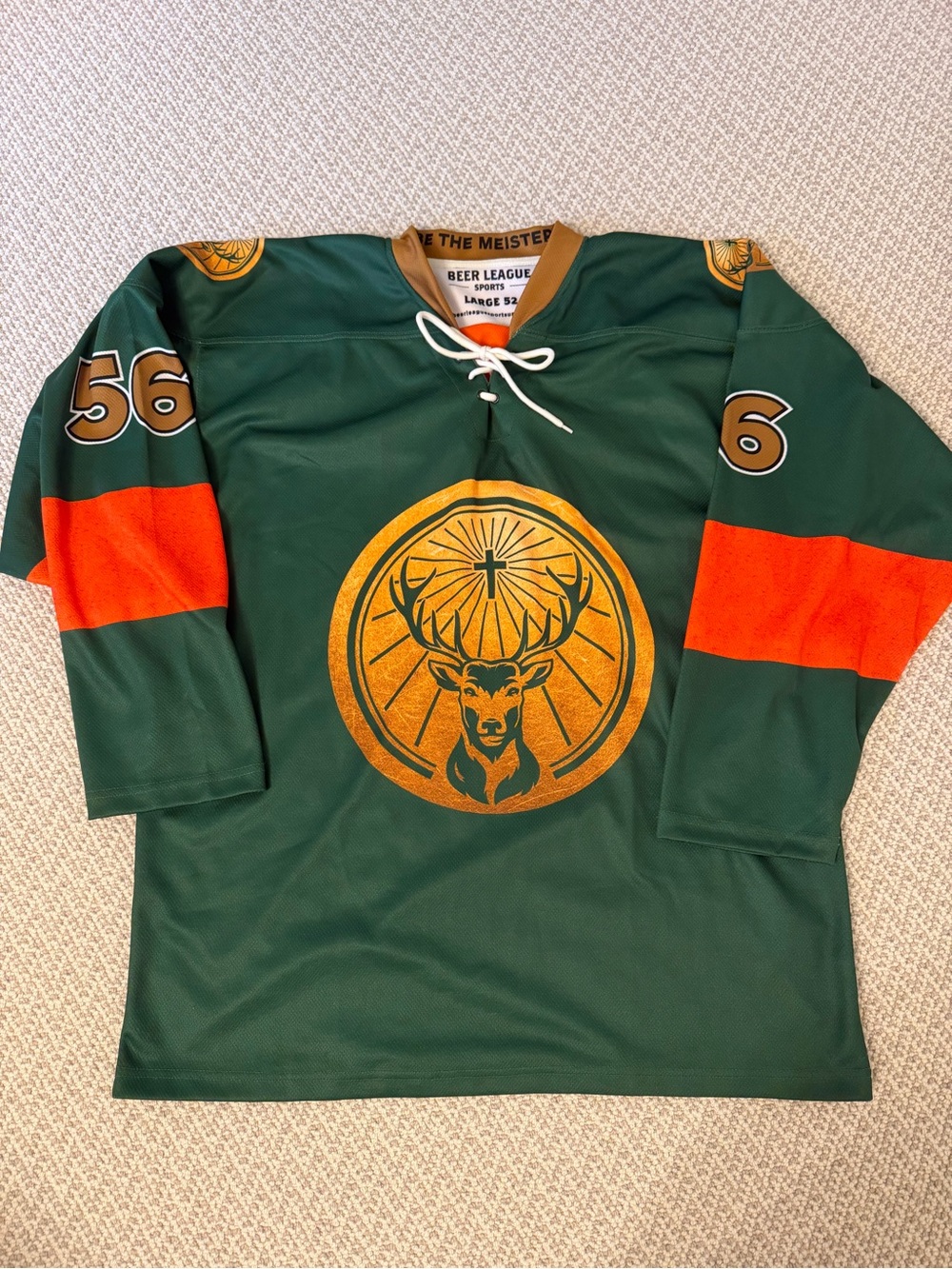 Jägermeister Beer League Hockey Jersey Green Orange Men’s Size L
